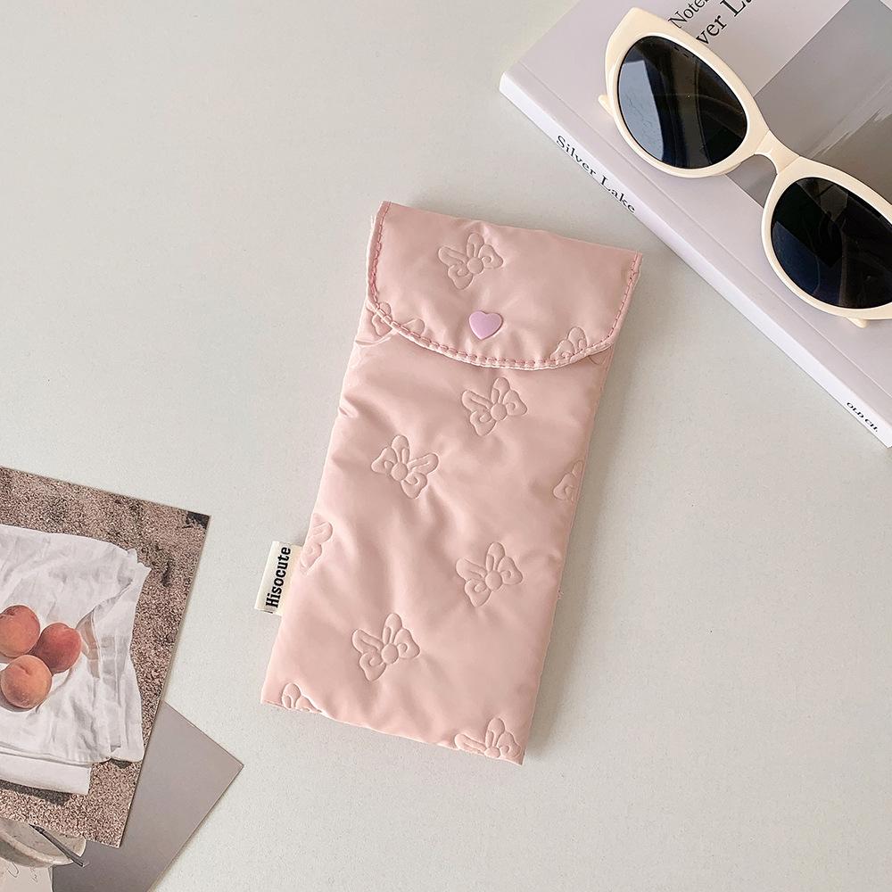 Back-to-school Season  Girls' Shiny Bow Snap Pen Case  Students' Portable Stationery Storage Bag  Cosmetics and Toiletries Bag