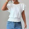 Women's Casual  Hollow-out  Sleeve Round Neck Short-sleeved T-shirt Top