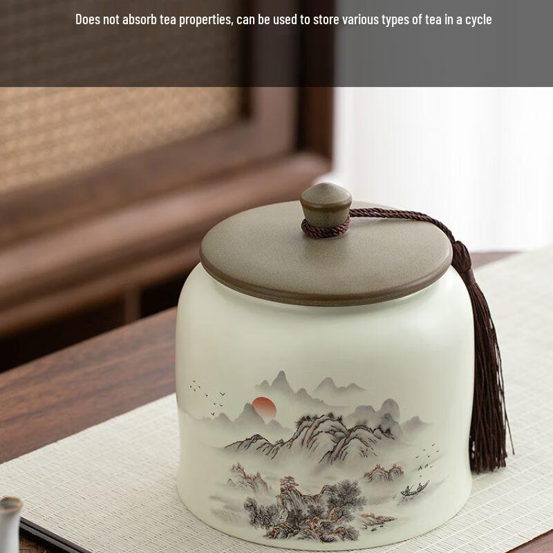 Nierxin Chinese Retro Porcelain Tea Caddy