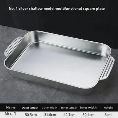 Goldene Rechteckige Edelstahl Verdickte Grillfischplatte & Hot Pot Platte