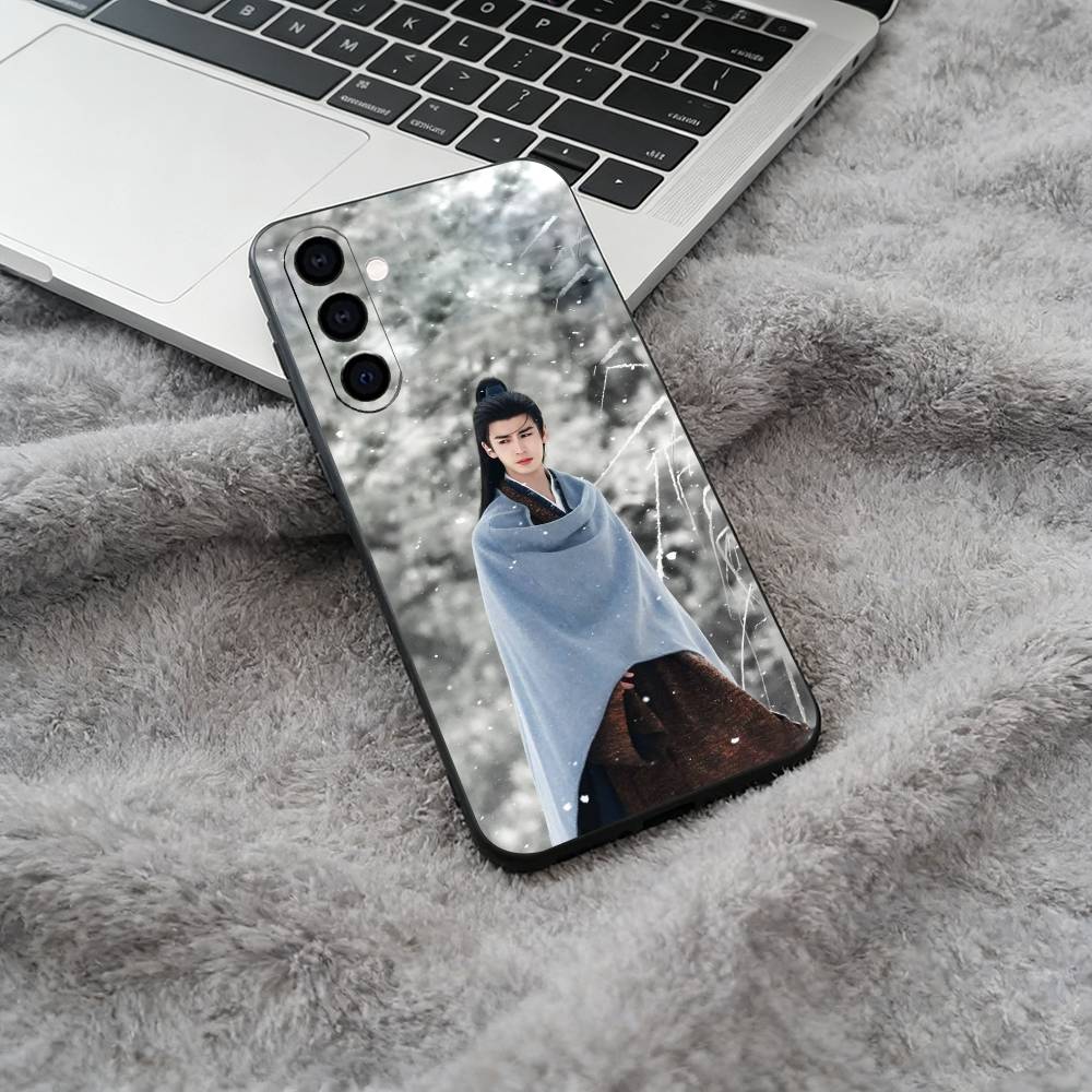 X-Xie Zheng&Fan Changyu Black Soft Silicone Phone Case for Samsung Galaxy A73, A71, A72, A70, A53, A52, A51