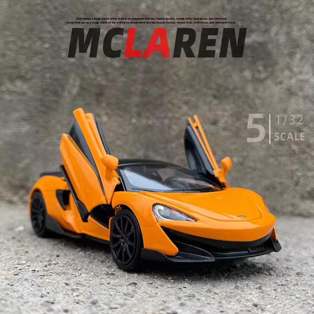 ABBF1 1:32 McLaren 600LT Toy Models Alloy Diecast Cars Sound And Light 3 Doors Opened Pull Back Function Toy Vehicles For Kids' Gifts