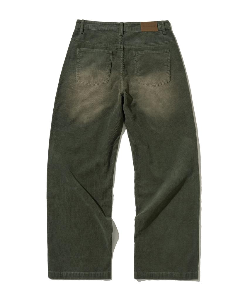 Pantalons en velours côtelé délavé vintage FILLUMINATE - Kaki