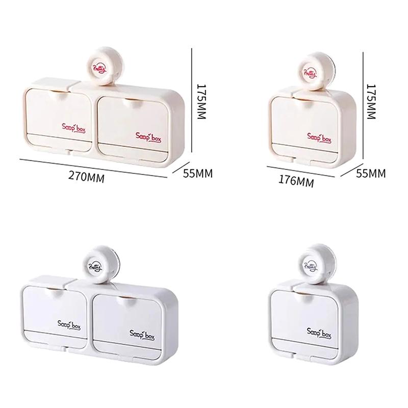 Suction Cup Flip Soap Box Punch-Free Soap Box Wall-Mounted Storage Rack Home Drain Storage Bathroom Toilet
