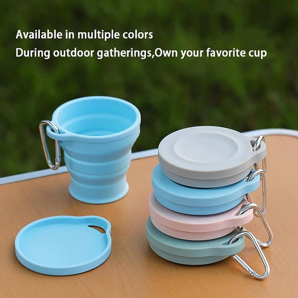 Lightweight to Carry Silicone Folding Cup Mountain Camping Outdoor Use Travel Retractable 180ml Mini Coffee Cup Drinking Cup With Cover Reusable