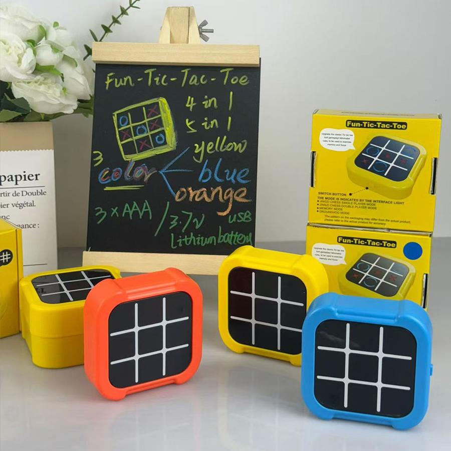 Tic Tac Toe Bolt Game, Original 4-in-1 Handheld Puzzle Game, Portable Travel Games for Car Ride, Toys Gift Idea for Kids and Adu