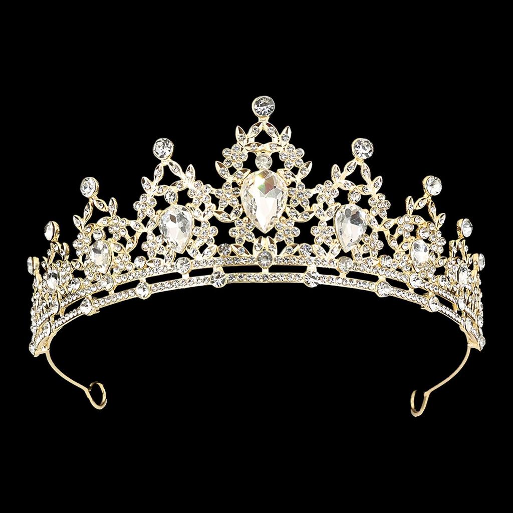 Bride's Crown Colorful Rhinestone Headband Baroque Alloy Crown Wedding Dress and Evening Gown Accessories Hair Ornaments Colorful Diamonds