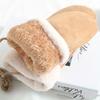 Winter Women Keep Warm Thickened Fleece Suede Halter Gloves Cute Lovely Sweety Cold Protection Mittens
