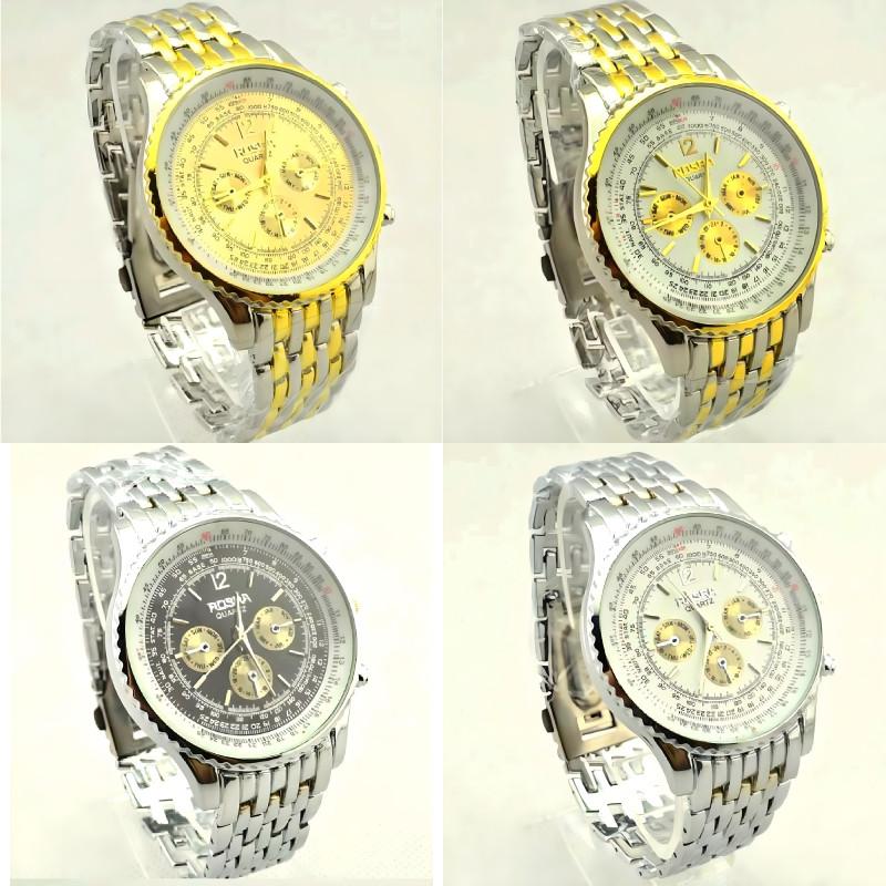 Men Business Quartz Watch Stainless Steel Case Rubber Strap Formal Wear Casual