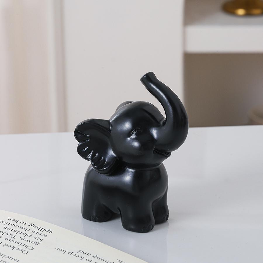 

1pc Collectible figurine , Simple modern black and gold elephant ornament home decor small sculpture. чёрный