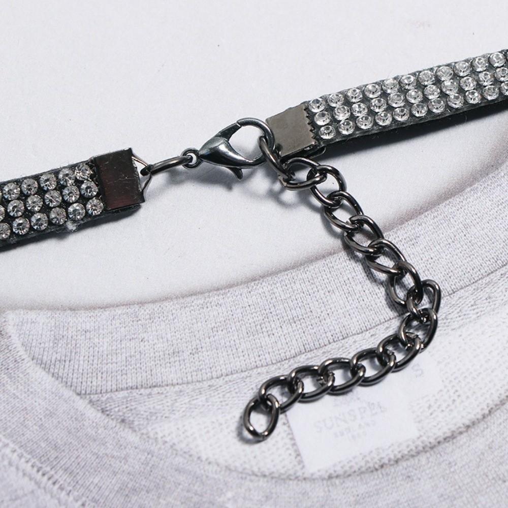 Adjustable Rhinestone Necktie Black Black Necktie Shiny Bow Ties  Jewelry