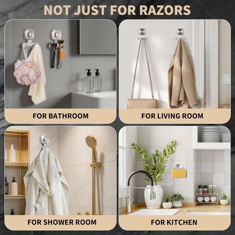 Square Suction Cup Razor Holder Removable Bathroom Shaver Hanger  Bathroom Wall Mount