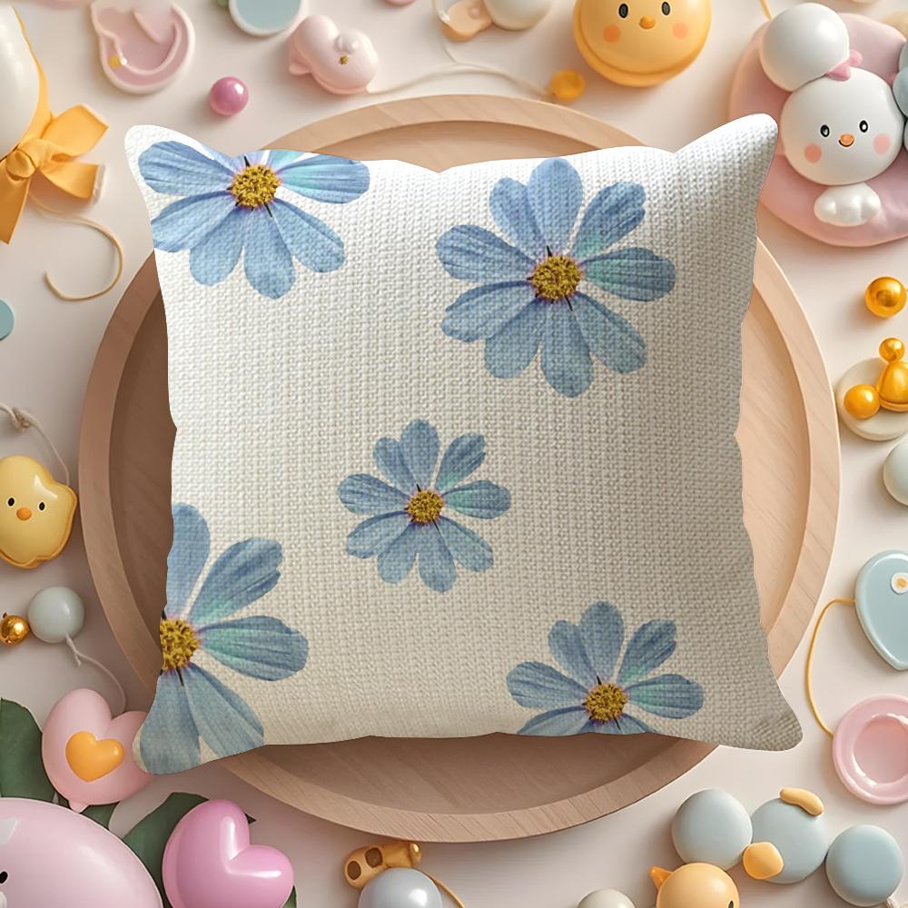 Simple Petal Pattern Cushion Cover Natural Linen Organic Fabric Double-Sided Printing Sofa Home Decor Gift Pillow Cover