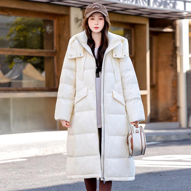 ROMON Women's Mid-Length Hooded Duck Down Jacket