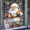 Cartoon Santa Claus Snowman Snowflake Christmas Wall Stickers Glass Window Electrostatic Wall Decals PVC Sticker Home Room Decor