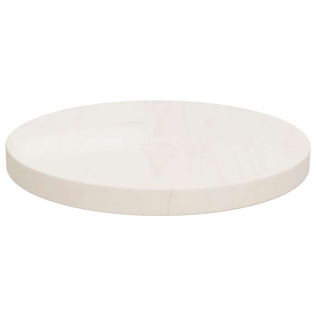 Weiße Tischplatte Ø30x2,5 cm Massives Kiefernholz