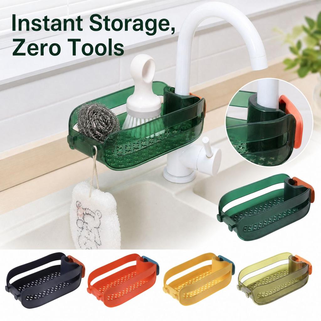 Faucet for Kitchen Sink Clip- No Drill Bathroom Storage Caddy