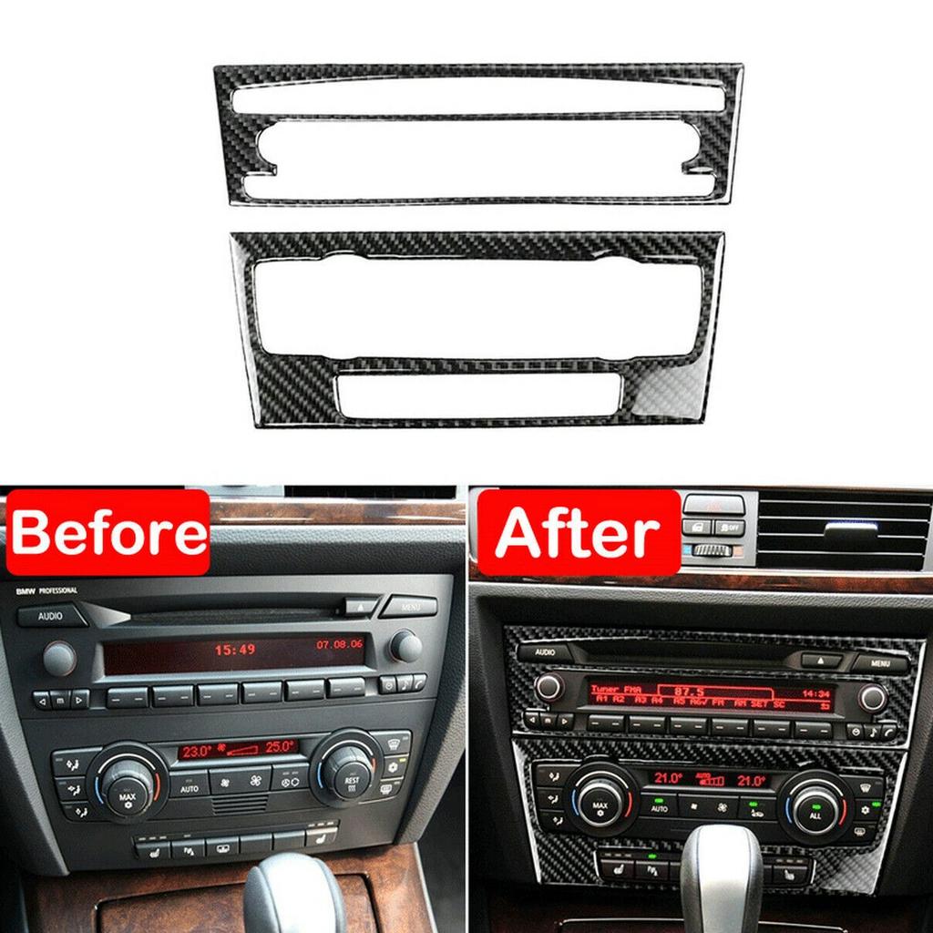 Carbon Fiber Interior Console CD Panel Trim Cover For BMW 3 Series E90 E92 E93