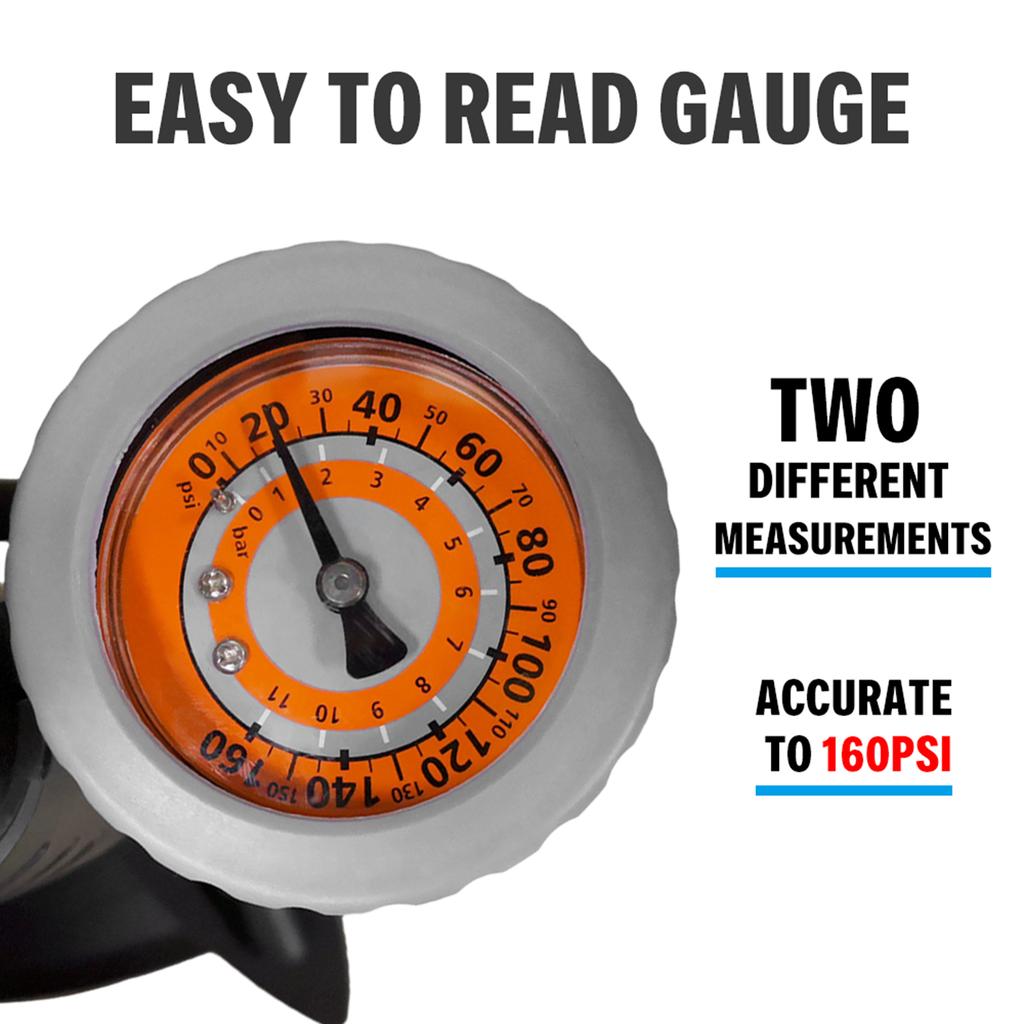 Bicycle Floor Pump Tire Inflator with Gauge Cycle Bike Air Pump
