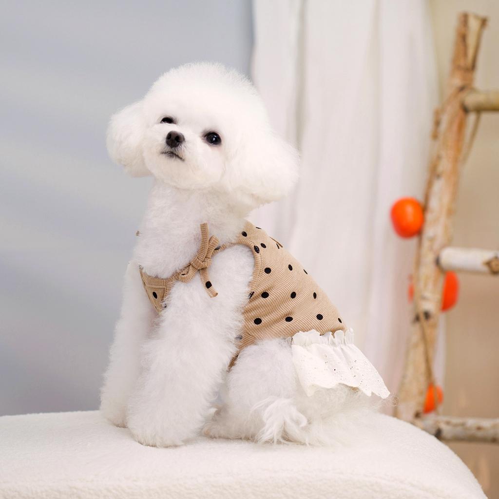 Summer new medium and small teddy dog small fresh floral Korean little suspender cute princess dress pet clothes
