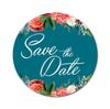 Darling Souvenir White Round 45 Pcs Chrysanthemum Floral Border Save The Date Mini Stickers-1.6 Inches