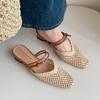 New Weave Women Mid Heels Slippers Summer 2025 Fashion Trend Chunky Pumps Pump Mesh Breathable Flip Flops Slides Women Slippers