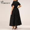 Filweoatc Puff Sleeve Long Plus Size Women's Dress Temperament Polka Dot Skirt
