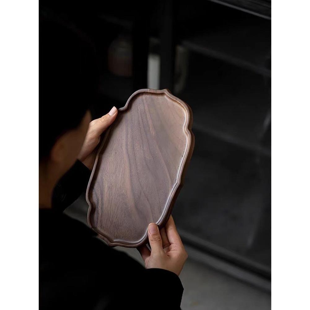1PC Tea Tray Teaware Walnut Wood Tea Tray Dry Brewing Station Chinese Style Home Tea Set Zen Storage Teaware Sets Teapot Trivets