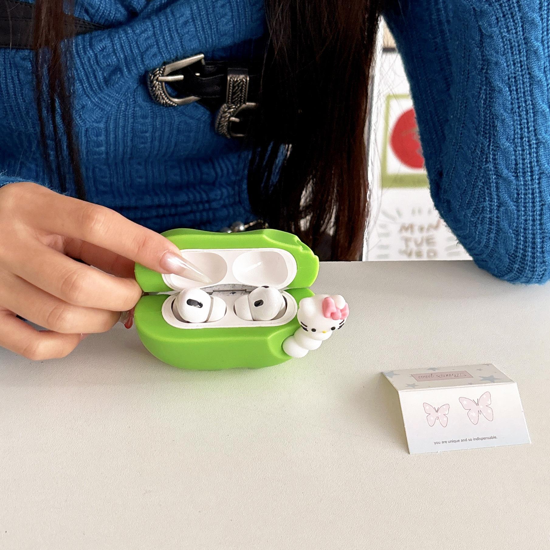 

Green Apple Hello Kitty is suitable for AirPods Pro case 1/2 generation Apple Bluetooth headphone case AirPods3 Airpods 1/2 generation