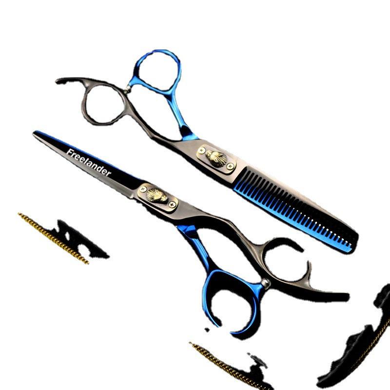 Black And Blue High-End, Wolf Head Hair Scissors, Haircut, Flat Scissors, Bangs, Tooth Scissors, Thin Scissors Fmlt-02