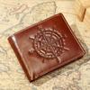Men's Retro RFID Leather Wallet - Crazy Horse Genuine Leather, Anti-Theft, Embossed Card Holder, US Dollar Large Bill.