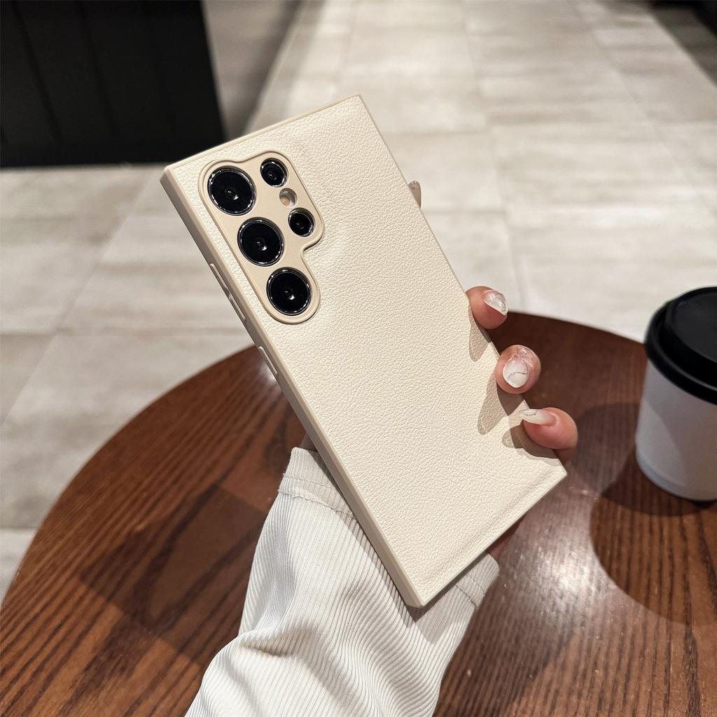 Samsung S24 Ultra Mobile Phone Chitin Leather Lychee Pattern S25 Full Inclusive Protective Case S24 Anti Fall S23