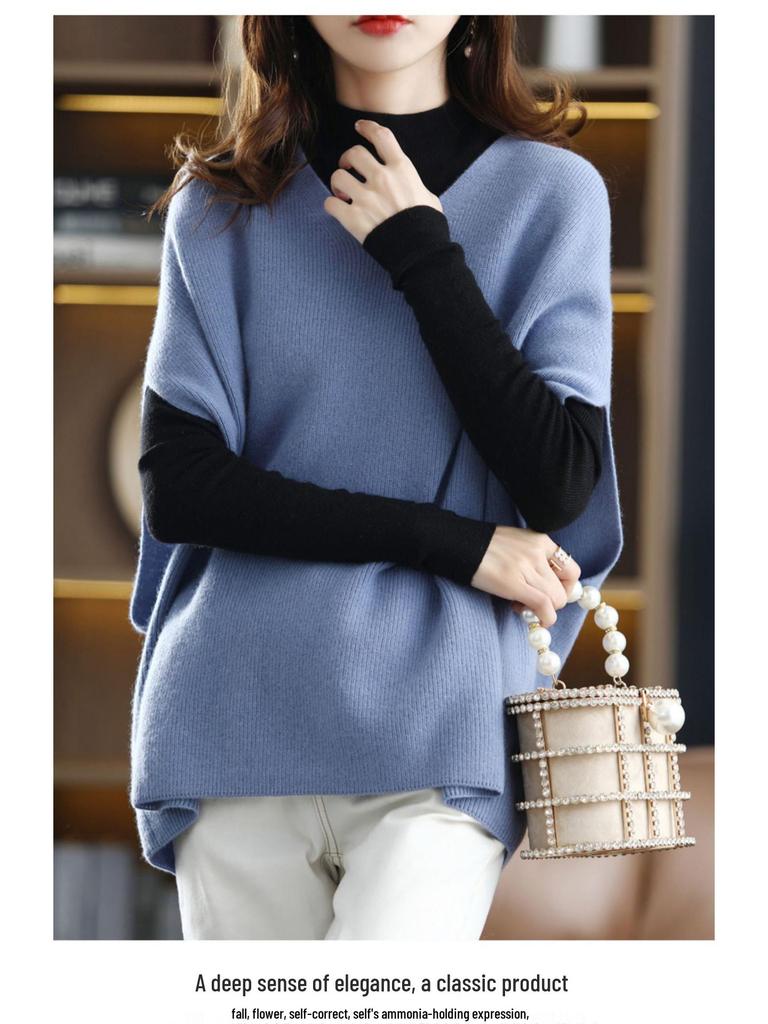 Women's V-Neck Knitted Sleeveless Vest - Autumn/Winter 2025 Loose Cardigan Sweater