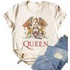 Top Feminino Vintage QUEEN Banda Rain Estampa Curta Gola Redonda Manga Curta