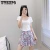 Sommer Vielseitiger Chiffon-Blumenrock Weiblicher süßer und frischer elastischer hoher Taillen-Dünner Halbkörperrock in A-Linie