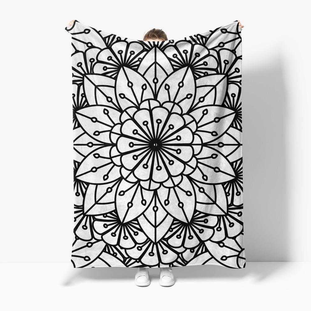 Vibrant Mandala Pattern Blanket Throw Soft Fleece Blanket for Sofa Bed Decorative Throw Blanket Gift 75x100cm