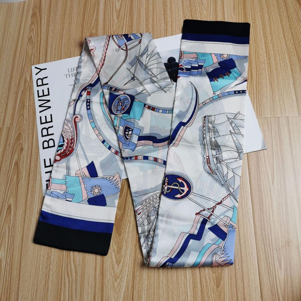 Long small silk scarf women's fashion versatile decorative streamer Korean version thin scarf thin and narrow long custom silk scarf scarf scarf