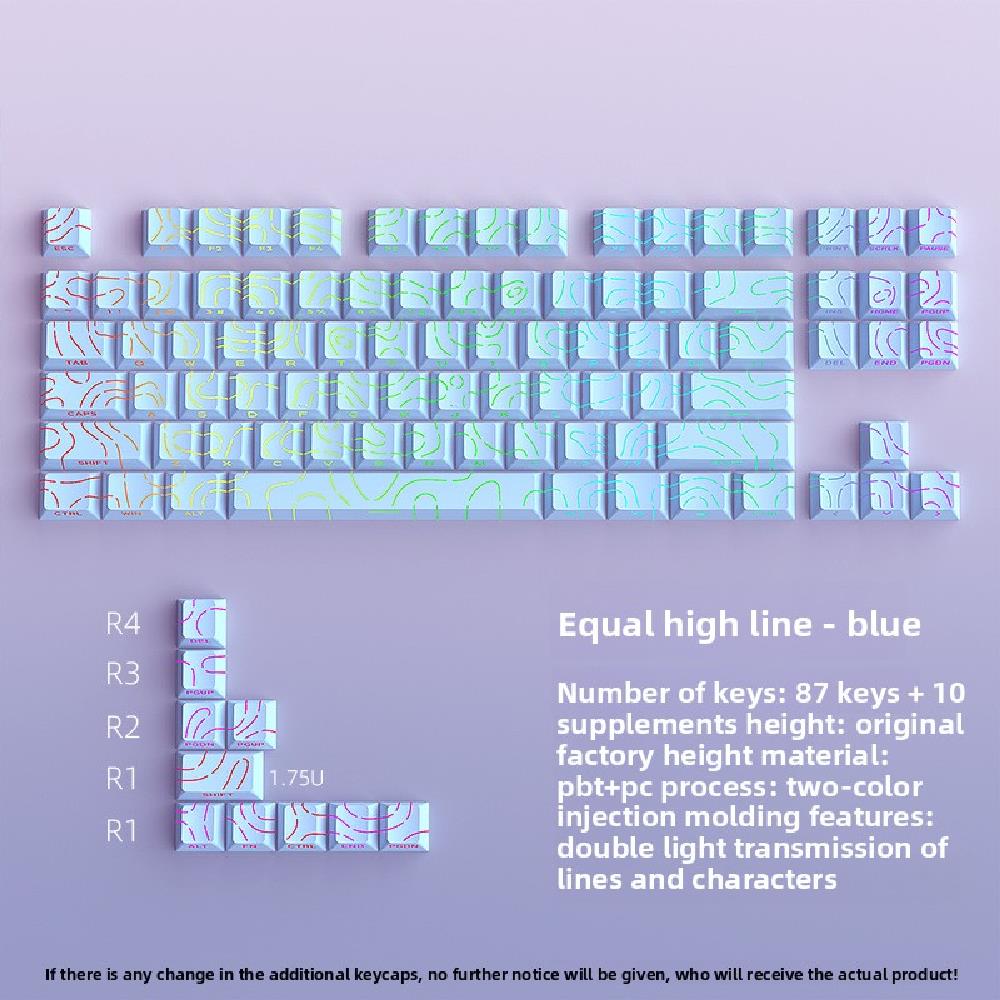 New Topographic Keycaps 4.0 Version Shine Through 98 Key PBT Cherry Profile Side Print Backlit for MX Gamer Mechanical Keyboard 3