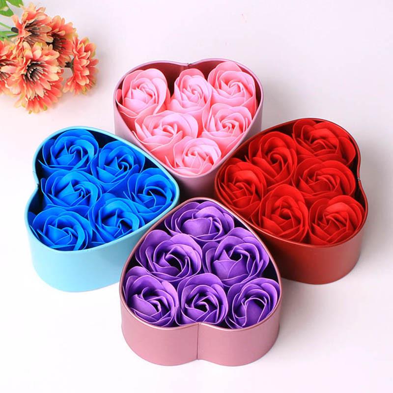 Valentine's Day Heart-Shaped Rose Soap Flower Gift Box for Girlfriend - Creative Souvenir