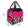 Hot Pink Zebra And Leopard Animal Print Stripes Insulated Lunch Bag for Women Office Thermal Food Box Tote Lunch Boxes Container