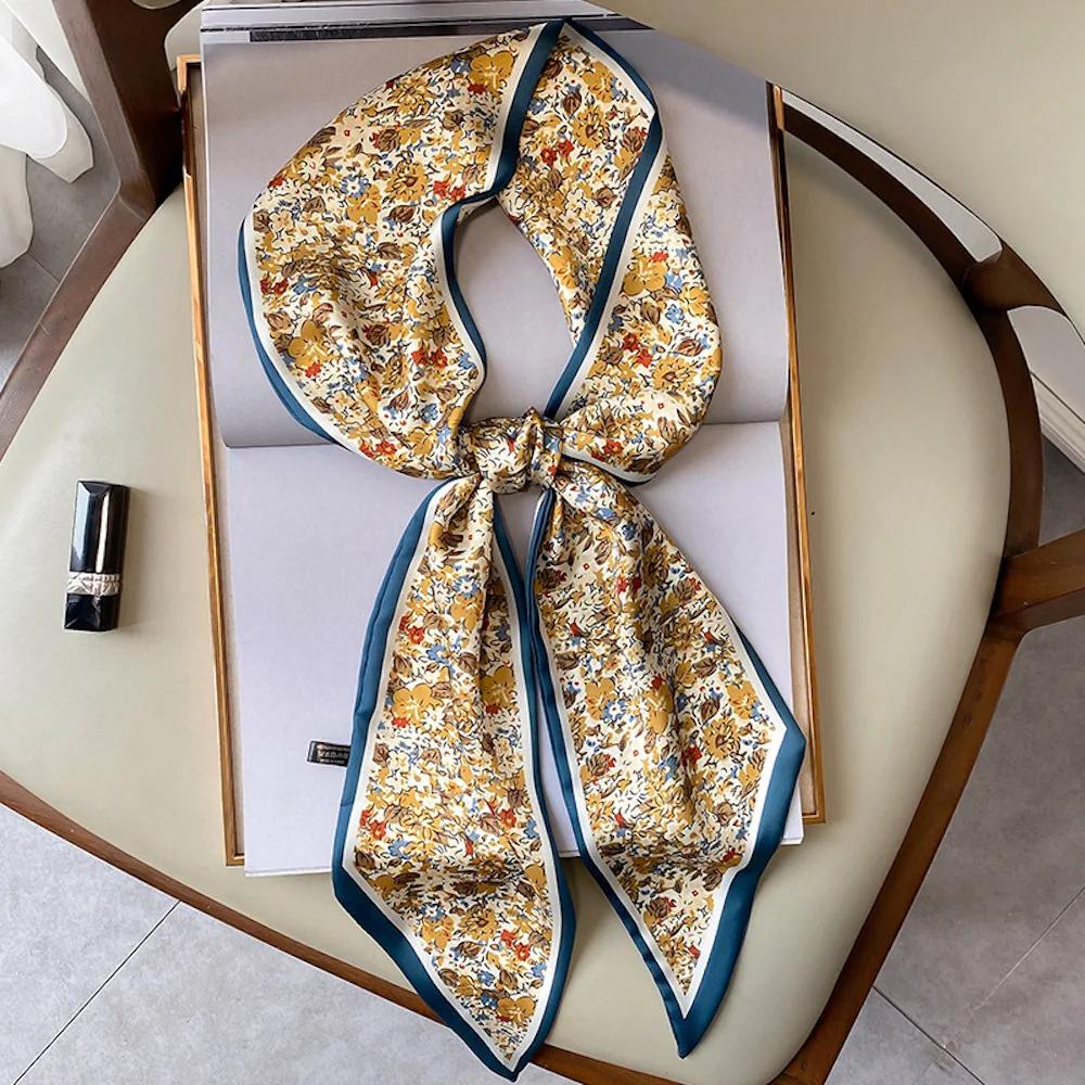 Long Silk Scarf Bag Tie Lady Neck Skinny Scarves Hairband Foulard Horse Print Brand Lady Neckerchief Ribbon  Spring New