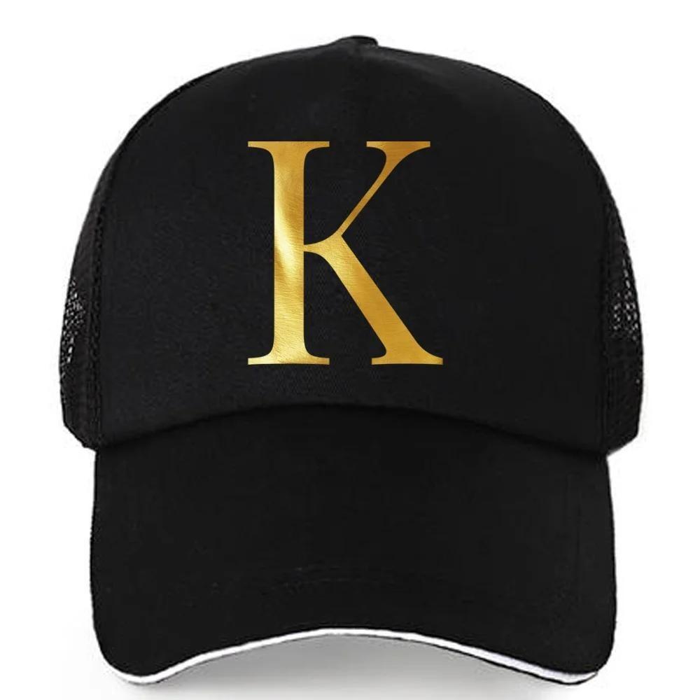 1pc AmaBe Hip-Hop Baseball Cap with Golden Letter Print, Adjustable Hook & Loop Closure, Breathable Mesh Back, Lightweight Stret