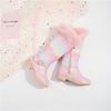 2025 New Autumn Winter Girls Rainbow Princess Fashion Children Pink Boots Knee Length Boots Plush Fur Girls Shoes