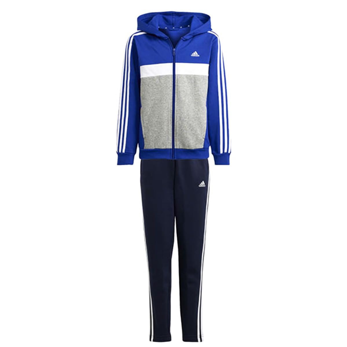

Комплект джерси (верх и низ) Tiberio 3 Stripes Color Block Fleece Tracksuit Kids DTP57 Cemilcyd Серый меланж Легенда J130 [Adidas] Верх Синий/Белый/Средний