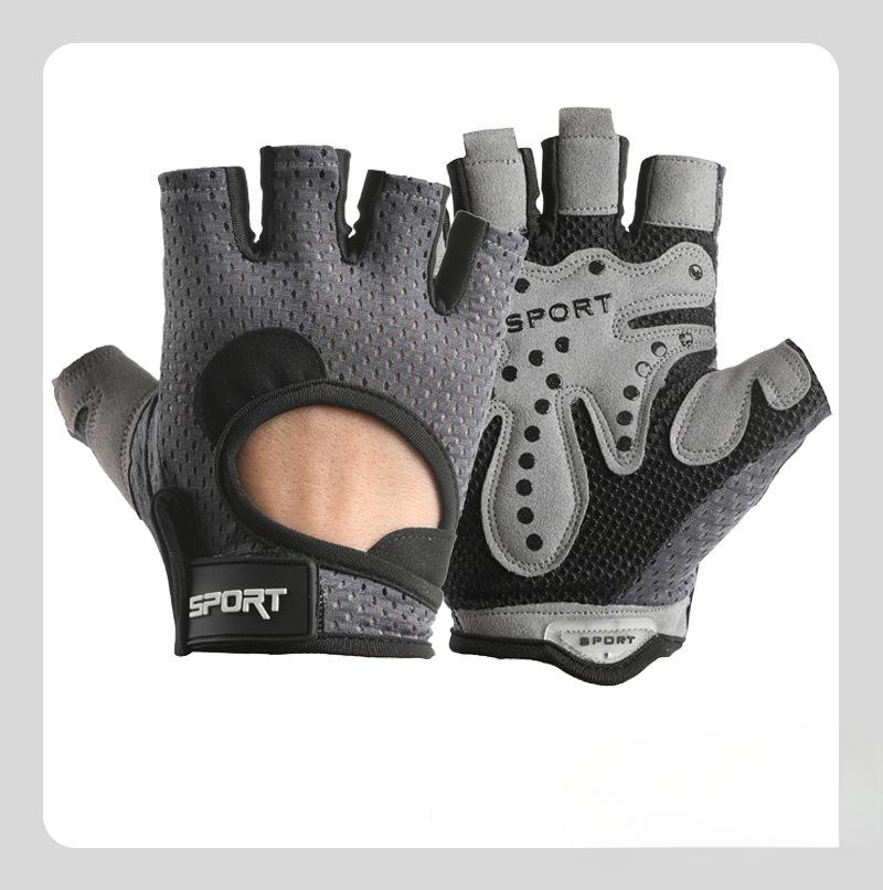 Sports Gloves Men's Women's Fitness Equipment Training Gloves Anti Slip Single Rod Riding Wear Resistant Shock Absorbing Half Finger Gloves