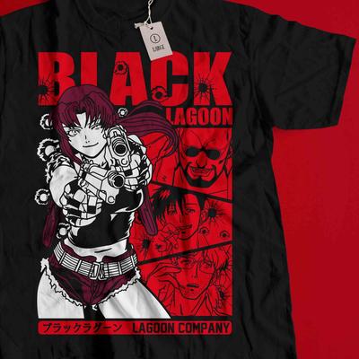 T-shirt Black Lagoon, T-shirt Anime Revy, T-shirt Vintage Action Sombre Manga, T-shirt Graphique Streetwear Anime Japonais Rétro