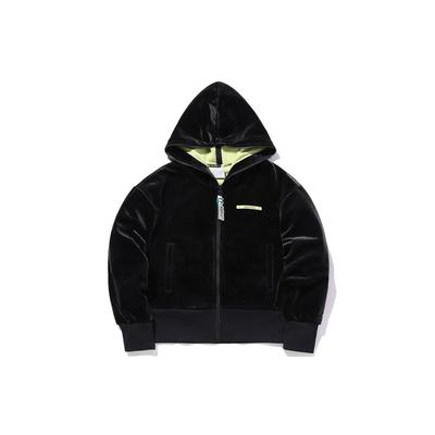 Li Ning Casual Loose Fit Hooded Cardigan Sweatshirt Women Outerwear Black AWDQ354-2