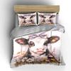 Cute Calf With Floral Decoration Duvet Cover Set With 3D Printing Design Soft Polyester Bedding Set All-Season Comfort