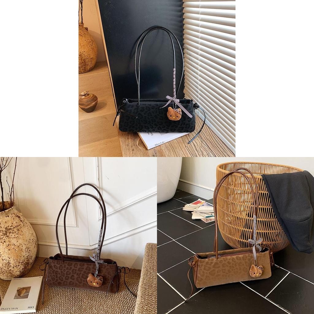 Leopard Print Tote Bag For Women Large Capacity Pu Casual Street Fashion Daily Use