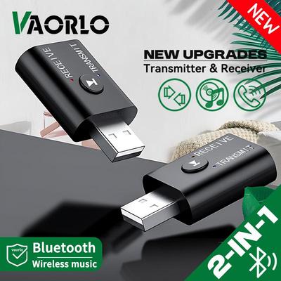 Récepteur-émetteur audio Bluetooth 5.0 2 en 1, adaptateur audio stéréo sans fil 3,5 mm, AUX, USB, avec micro, pour voiture, haut-parleur, TV, PC